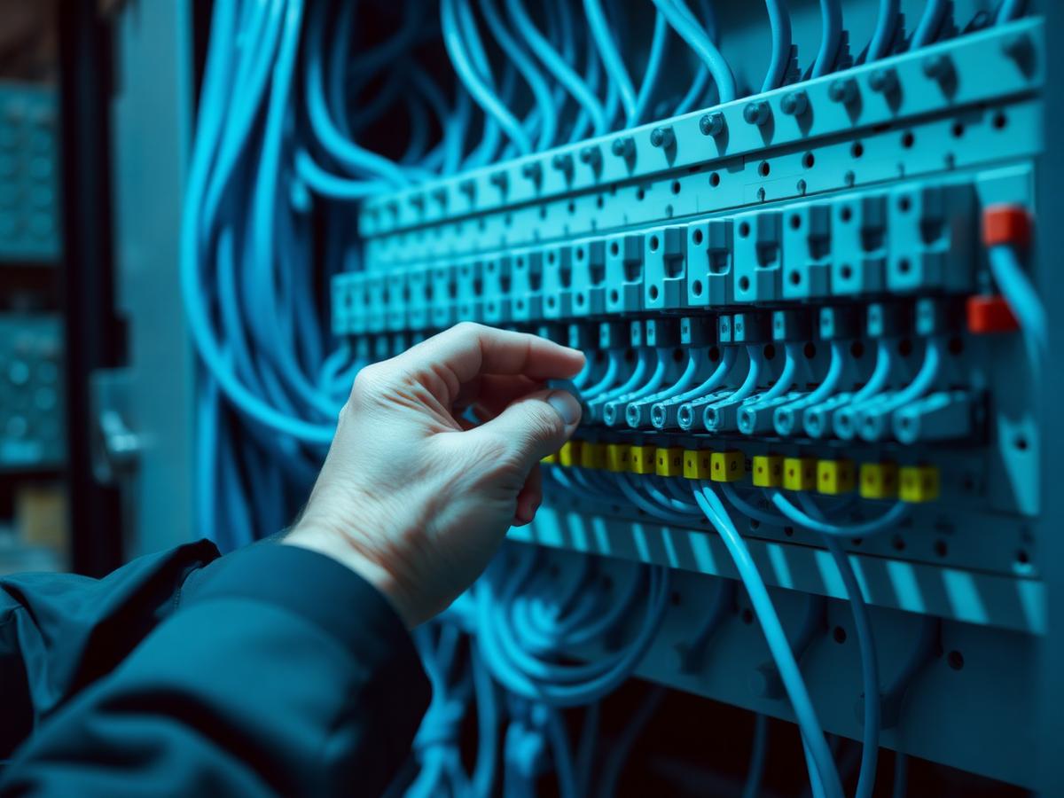 Elektroinštalatér zapája moderný rozvádzač